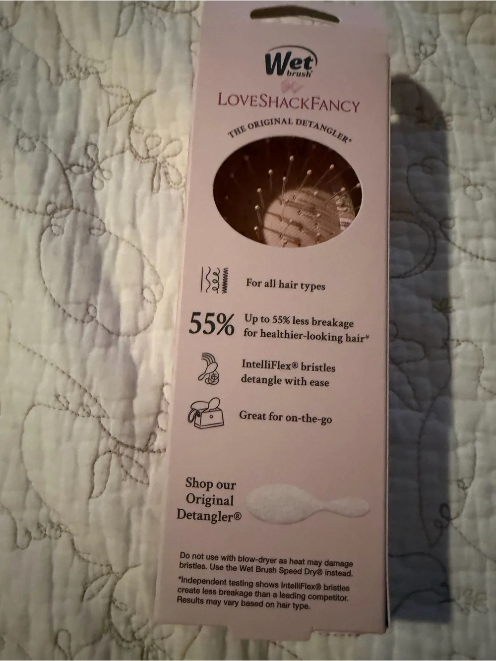 LoveShackFancy Pink Floral Mini Detangler Brush in Strawberry Macaroon